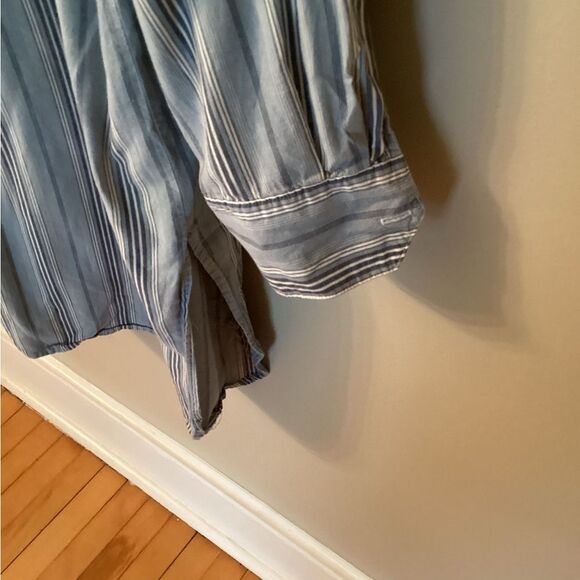 VICTORIA'S SECRET VINTAGE GOLD LABEL BLUE STRIPED OVERSIZED COTTON NIGHT SHIRT M - Picture 5 of 6